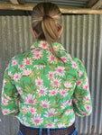 GROVERS LADIES L/S SHIRT CARLY GREEN PINK FLOWERS