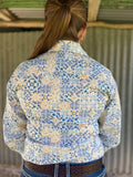 GROVERS LADIES L/S SHIRT ANNIE BLUE YELLOW PATCHWORK