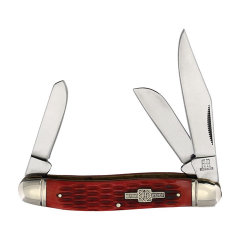 ROUGH RiDER POCKET KNIFE 3 BLADE 4" RED JIGGED HANDLE RR205 