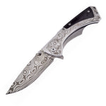FROST POCKET KNIFE LOCKLINER 5" BLACK WOOD ETCHED FSHP136BE 