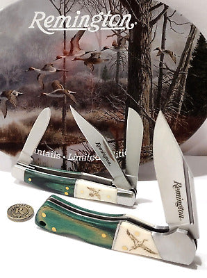 REMINGTON KNIFE - GIFT SET 2 KNIVES  - PINTAILS FLYING DUCKS SCENE TIN - R15713