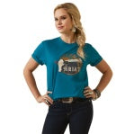 ARIAT WOMENS HEARTLAND SS TEE DEEP LAGOON [SZ:XS]