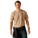 ARIAT MENS VERTICAL LOGO SS TSHIRT OATMEAL [SZ:XS]