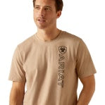 ARIAT MENS VERTICAL LOGO SS TSHIRT OATMEAL [SZ:XS]