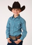 ROPER BOYS SHIRT LS AMARILLO COLLECTION PRINT GREEN [SZ:XS]