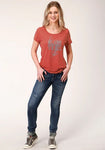 ROPER WOMENS FIVE STAR COLLECTION SS TEE SOLID RED [SZ:S]