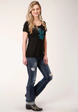 ROPER WOMENS FIVE STAR COLLECTION SS TEE SOLID BLACK CACTUS [SZ:XS]