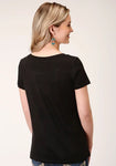 ROPER WOMENS FIVE STAR COLLECTION SS TEE SOLID BLACK CACTUS [SZ:XS]