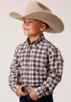 ROPER BOYS SHIRT LS AMARILLO COLLECTION PLAID GREY [SZ:M]