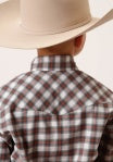 ROPER BOYS SHIRT LS AMARILLO COLLECTION PLAID GREY [SZ:M]