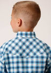 ROPER BOYS SHIRT LS AMARILLO COLLECTION PLAID BLUE [SZ:XL]