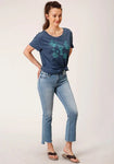 ROPER WOMENS FIVE STAR COLLECTION SS TEE SOLID BLUE CACTUS [SZ:S]