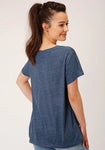 ROPER WOMENS FIVE STAR COLLECTION SS TEE SOLID BLUE CACTUS [SZ:S]