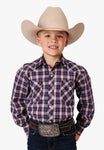 ROPER BOYS SHIRT LS KARMAN CLASSIC 55/45 COLLECTION RED NAVY CREAM [SZ:XS] 