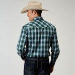 ROPER MENS SHIRT LS KARMAN CLASSIC 55/45 COLLECTION PLAID BLUE [SZ:S]
