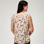ROPER GIRLS FIVE STAR COLLECTION SS TOP PRINT MULTI FEATHER 52590036 [SZ:XS]