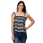 ROPER WOMENS FIVE STAR COLLECTION SLEEVELESS TANK PRINT BLUE AZTEC [SZ:XS]