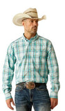 ARIAT MENS SHIRT PRO SERIES JUSTICE CLASSIC FIT LS SHIRT TEAL [SZ:L]