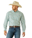 ARIAT MENS SHIRT JEROME CLASSIC FIT LS SHIRT TEAL [SZ:L]