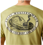 ARIAT MENS TEE SHIRT - RATTLER WARNING TEE - TENT GREEN - 10065894 [SZ:S]
