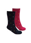 T/C THERMAL SOCKS 2 PK ADULT NAVY PINK SPOTS