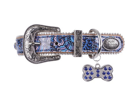 PURE WESTERN DOG COLLAR BAXTER BLUE [SZ:XS]