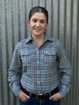 GROVERS LADIES L/S SHIRT FLANNO GUM LEAF GREEN CHECK [SZ:14]