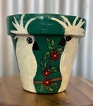 THE POT LADY HAND PAINTED POT HELLO COCKY