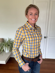 BLACK COLT LADIES SHIRT JANE YELLOW & BLUE CHECK [SZ:14]