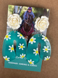 A TOUCH OF CANDY OAK EARRINGS ROSES AND DAISIES 