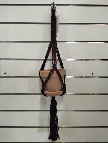 TPHS MACRAME DEEP PURPLE POT HANGER LARGE 