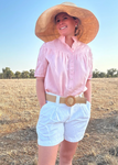 BLACK COLT LADIES SHIRT S/S LINEN AVA PINK [SZ:12]