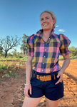 BLACK COLT LADIES SHIRT SHORT SLEEVE CHECK BLUE PURPLE PINK MUSTARD [SZ:10]