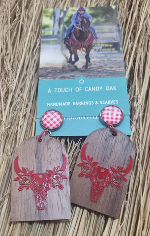 A TOUCH OF CANDY EARRINGS - TIMBER [=:RED SKULL WOOD ARCH]