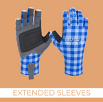 BUSH MITS SUN PROTECTION GLOVES HAMILTON BLUE GINGHAM [SZ:M]