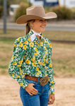 BLACK COLT LADIES SHIRT MAGGIE GREEN AND YELLOW FLORAL [SZ:8]