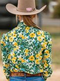 BLACK COLT LADIES SHIRT MAGGIE GREEN AND YELLOW FLORAL [SZ:8]