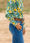BLACK COLT LADIES SHIRT MAGGIE GREEN AND YELLOW FLORAL [SZ:8]