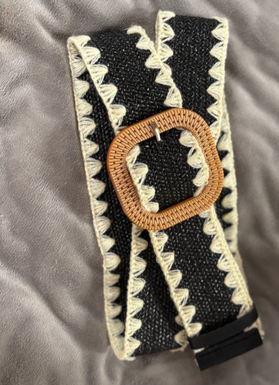 BLACK COLT LADIES WOVEN BELT SQUARE BLACK 