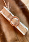 BLACK COLT LADIES WOVEN BELT CIRCLE BEIGE