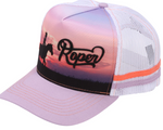 ROPER TRUCKER CAP WESTERN SCENE PURPLE/WHITE