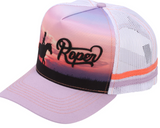 ROPER TRUCKER CAP WESTERN SCENE PURPLE/WHITE