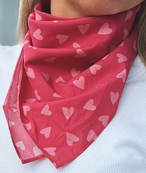 TREASURE CHEST CO SCARF - PINK LOVE HEART SCARF 