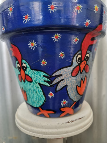 THE POT LADY HAND PAINTED POT CHICKEN DANCE