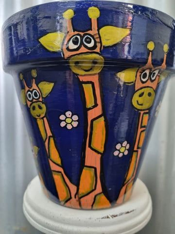 THE POT LADY HAND PAINTED POT LONG NECKS 