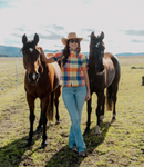 BLACK COLT LADIES SHIRT SHORT SLEEVE - ORANGE & BLUE CHECK [SZ:10]