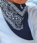 TREASURE CHEST CO SCARF - PAISLEY BASICS SCARF - NAVY BLUE 