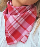 TREASURE CHEST CO SCARF - PINK & RED PLAID SCARF