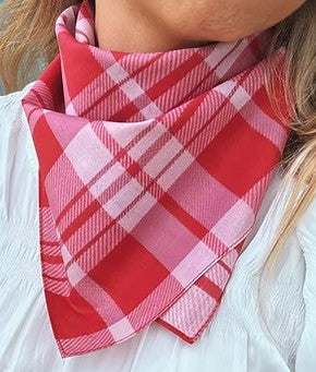 TREASURE CHEST CO SCARF - PINK & RED PLAID SCARF