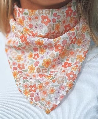 TREASURE CHEST CO SCARF - ORANGE FLORAL SCARF 